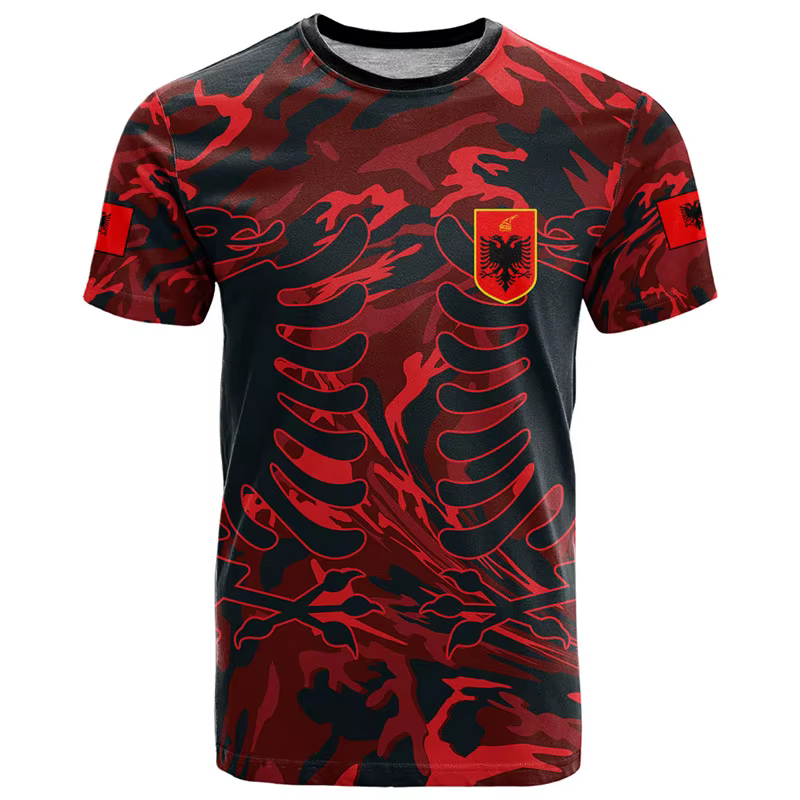 Albania feel-T-shirt graphique avec impression 3D de l'emblème national JA ian