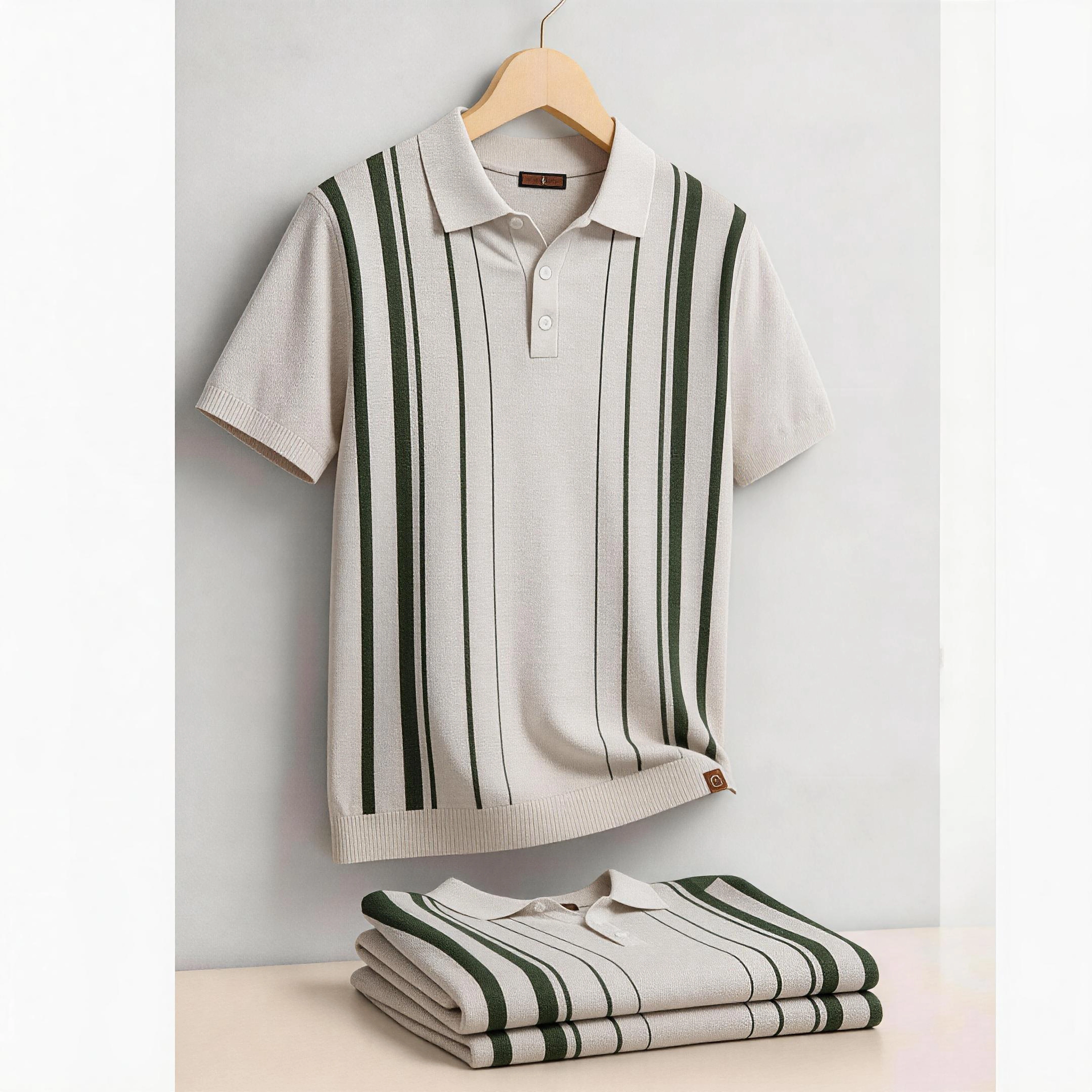 Polo Homme 2026 Rayé Style Old Money Manches Courtes Doux Respirant Décontracté Élégant Quotidien Luxe