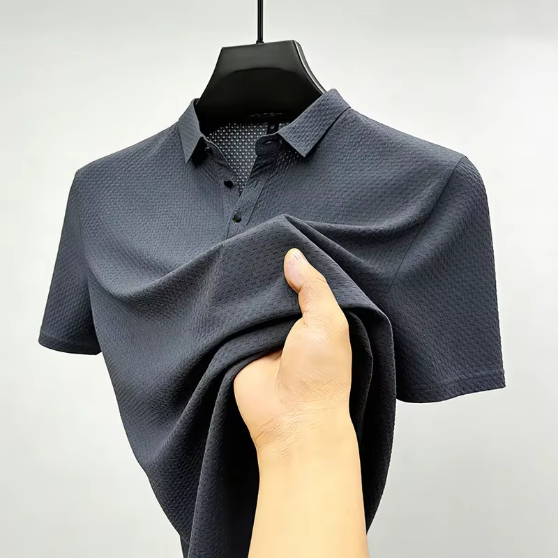 Polo sportif à manches courtes pour homme avec texture gaufrée