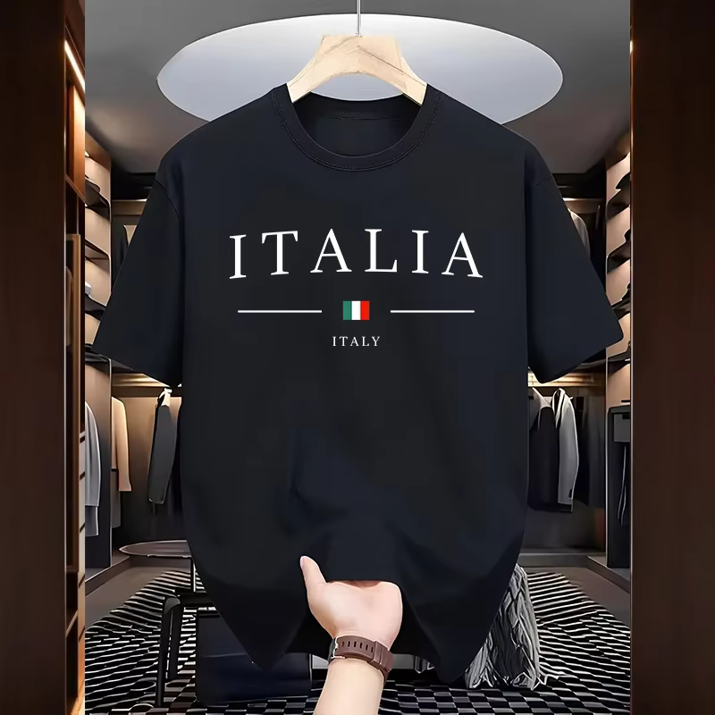 Italie mode T-shirts pour hommes de haute qualité 100% coton col rond manches courtes été quotidien sport décontracté