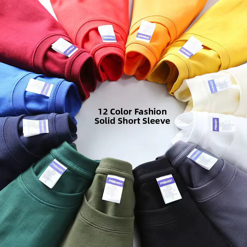 T-shirt à manches courtes de couleur unie à la mode pour homme