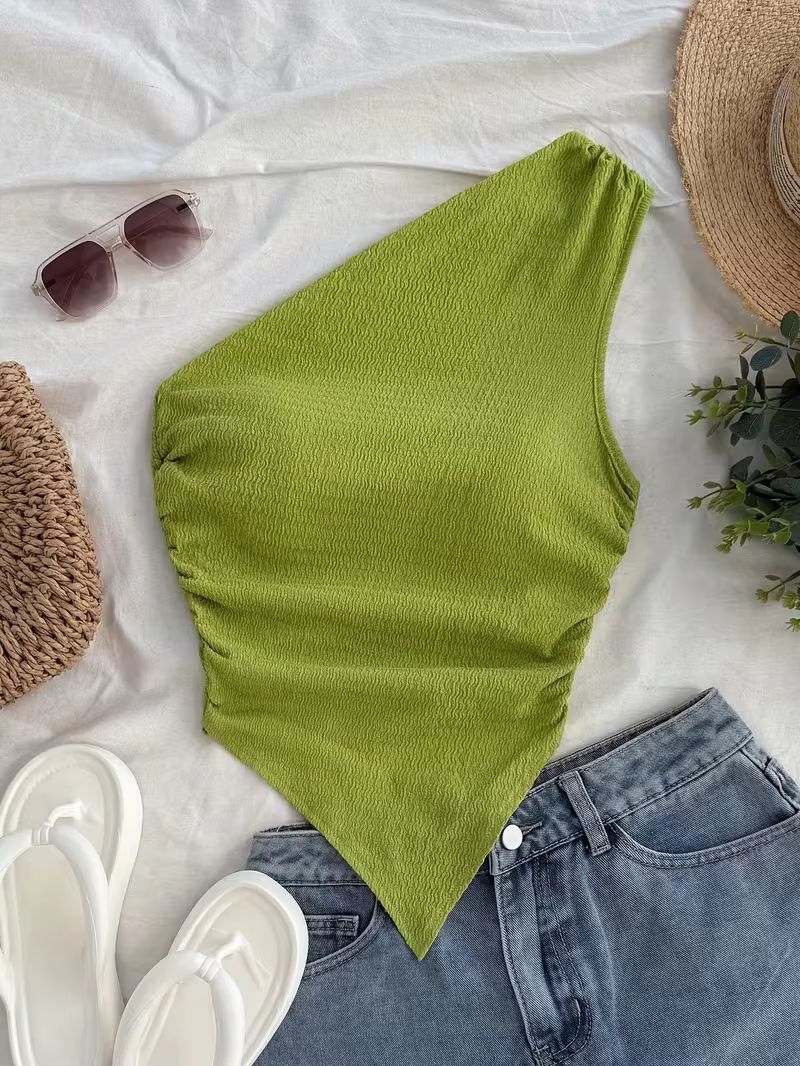 Débardeur asymétrique pour femmes, idéal pour les vacances d'été, haut court
