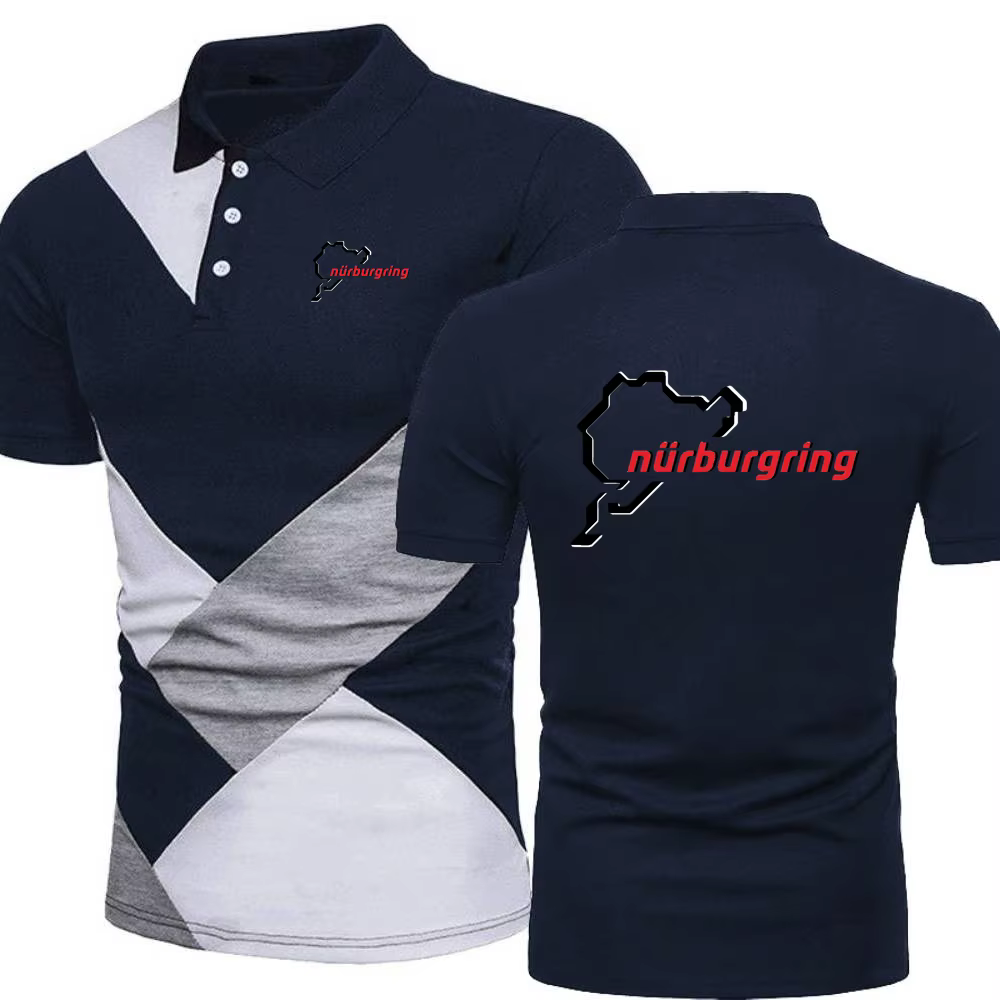 Nürburgring course piste polos hommes couleur bloquée t-shirt aventure amateurs de sport revers