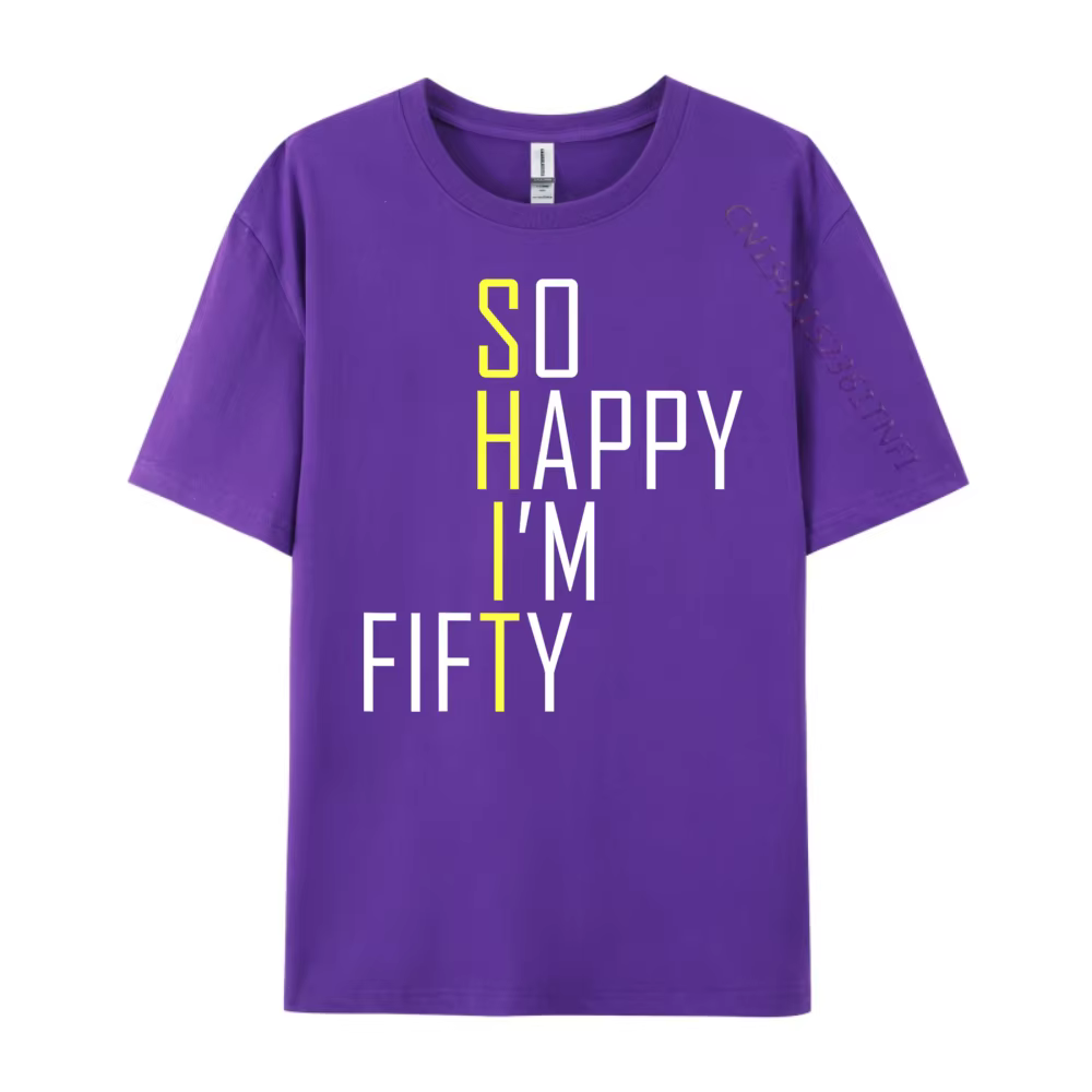 T-shirt graphique blanc So Happy I'm Fifty
