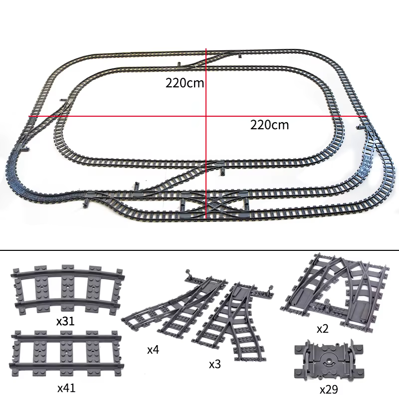 Trains de ville de haute technologie, voies flexibles, Rails droits et incurvés, interrupteur de croisement, blocs de construction en briques, jouets créatifs pour enfants