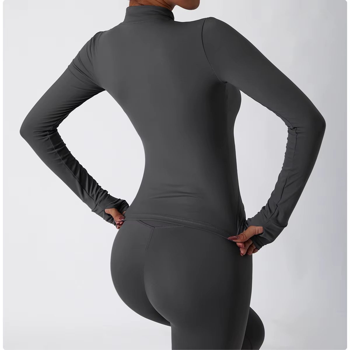 Femmes Zip Fitness Yoga chemise hiver chaud haut de sport femme