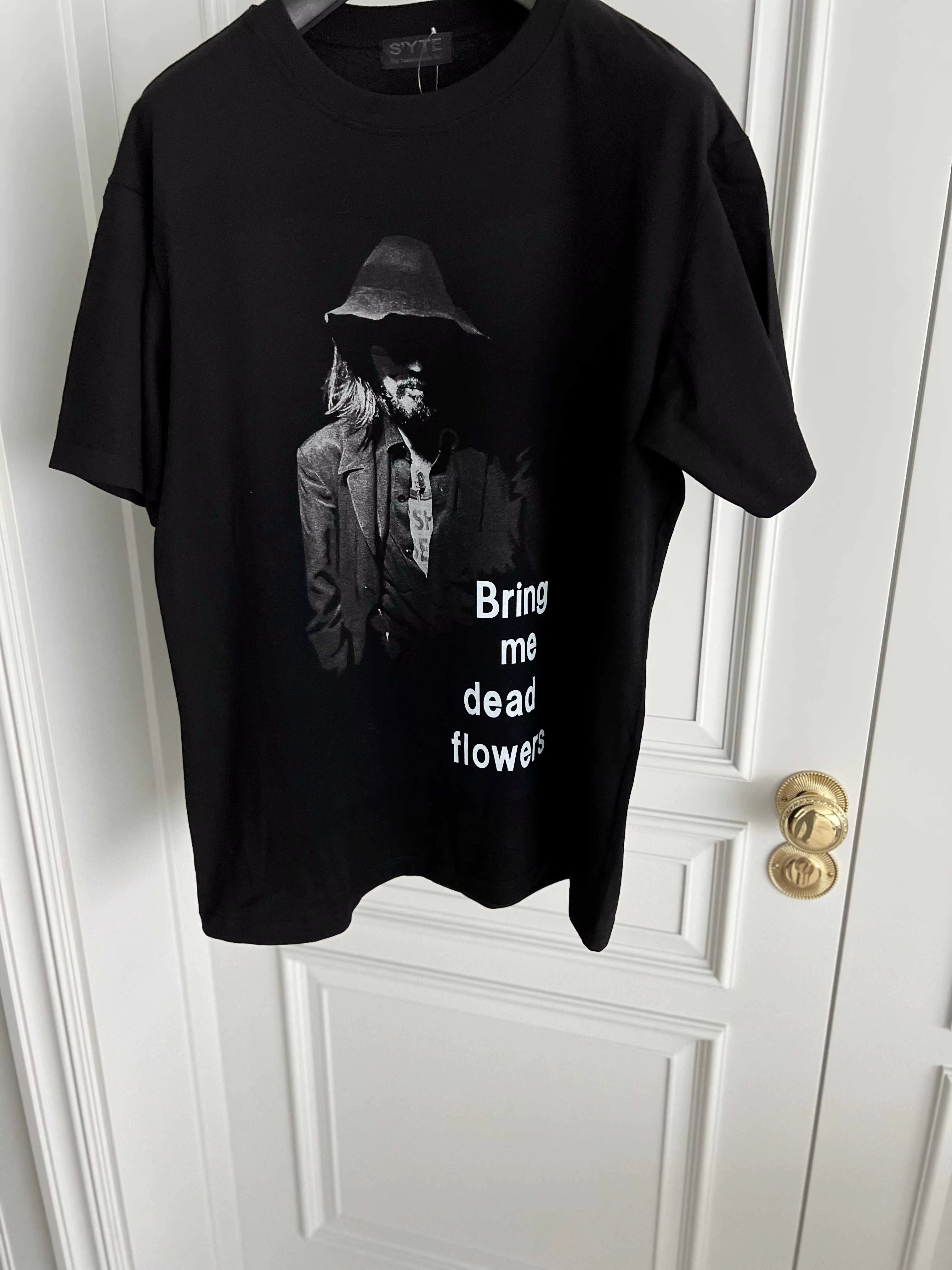 YAMAMOTO T-shirt imprimé noir en pur coton au design original