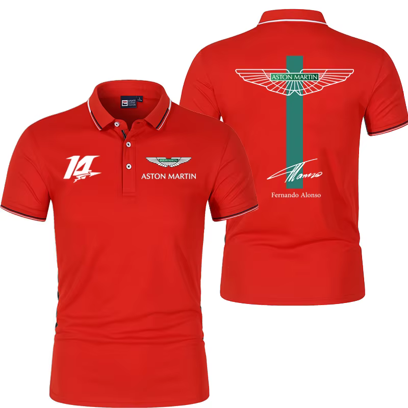 Polo de sport d'été pour hommes de l'équipe Aston Martin Racing Fernando Alonso