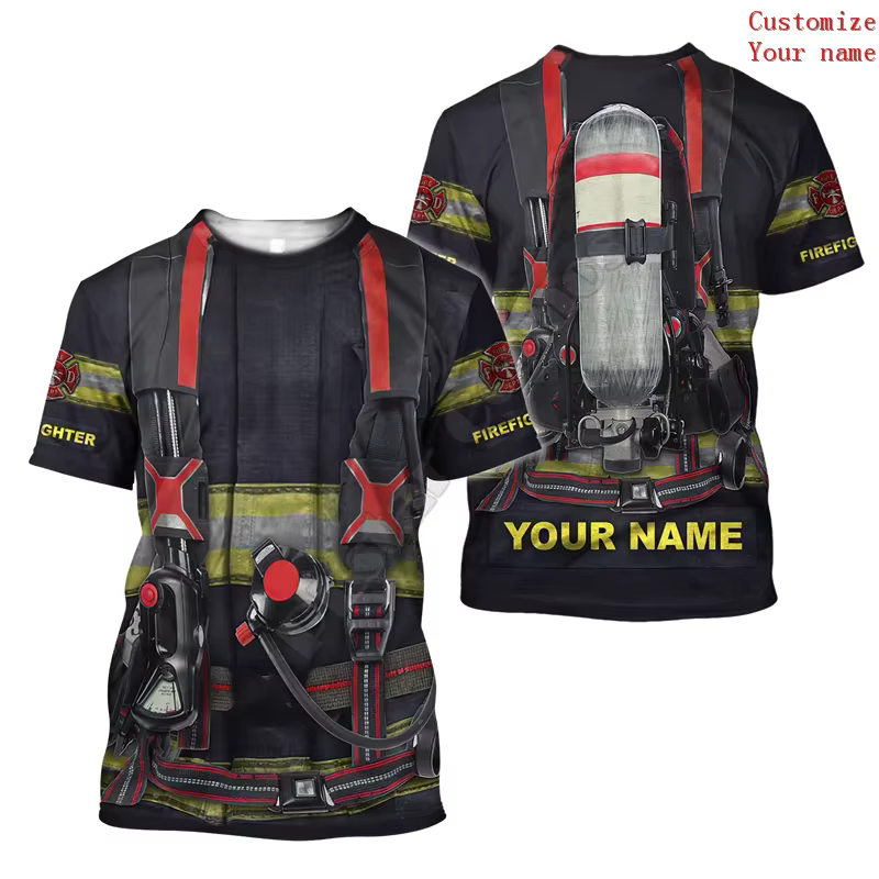 Personnaliser nom pompier 3D partout imprimé T-shirts femmes pour hommes été