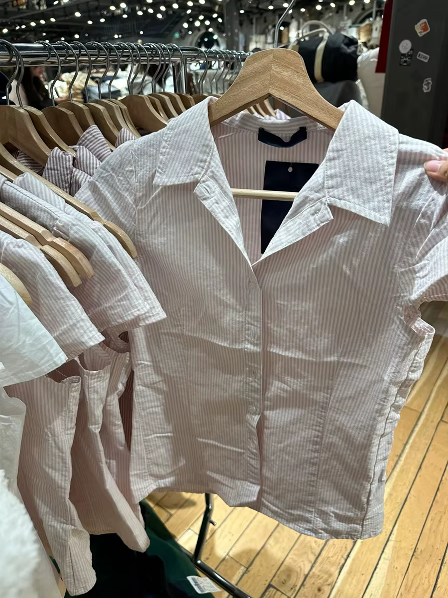 T-shirt Slim à rayures roses pour femme