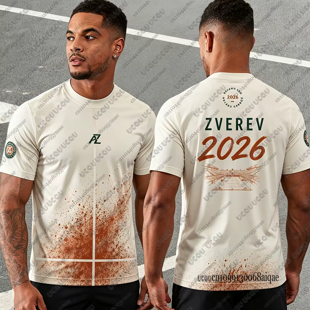 Nouveaux Maillots de Tennis Français 2026 pour Hommes - T-shirt Décontracté Sportif à Manches Courtes Alexander Zverev Champions - Haut pour Homme