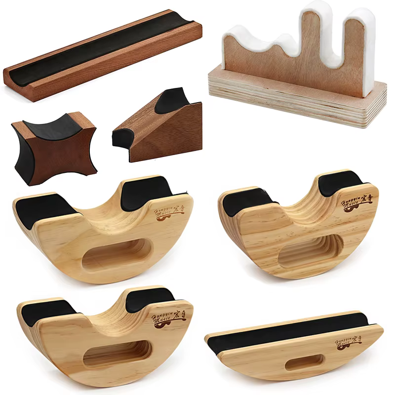 Support de manche de guitare basse en bois semi-circulaire, support de manche de guitare avec revêtement en liège 245x80x95mm