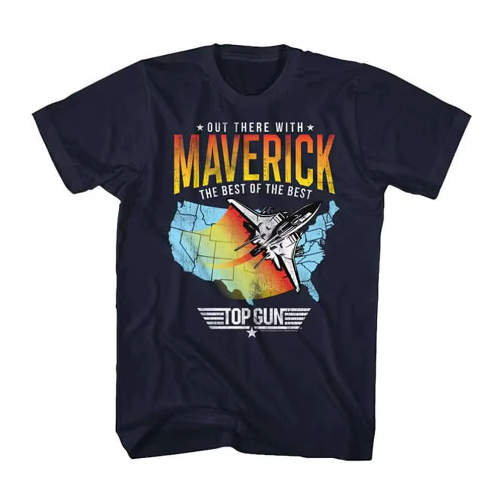 T-shirt unisexe en coton 100% avec graphiques du film Top Gun 40ème anniversaire
