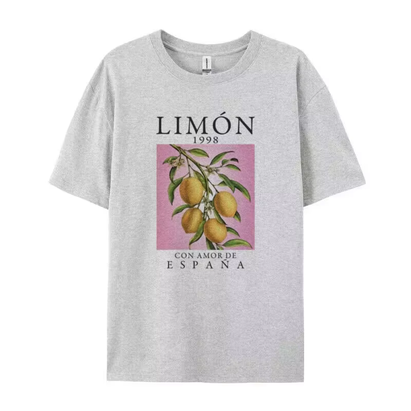 Citron Fruit imprimé T-Shirts coton femmes graphique hauts Vintage esthétique botanique Streetwear chemise Cottagecore vêtements surdimensionné