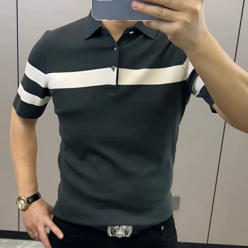 Chemise d'été à revers épissé pour hommes