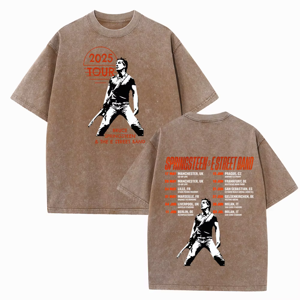 Bruce Springsteen et E Street 2025 Tour T-shirt Vintage col rond manches courtes coton T-Shirts