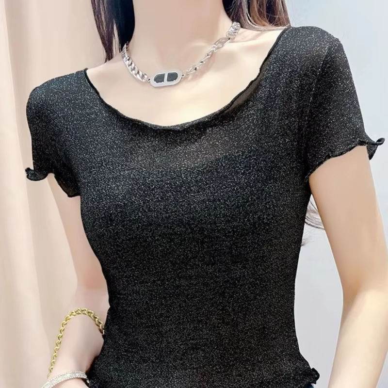 T-shirt manches courtes femme dentelle haut