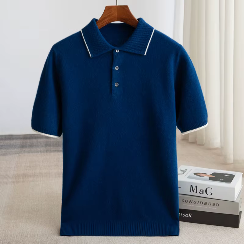 Pull à Manches Courtes en Laine Mérinos pour Homme