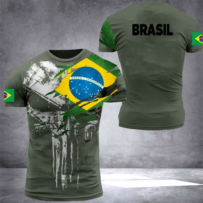 Brésil drapeau hommes T-Shirt impression 3D brésilien