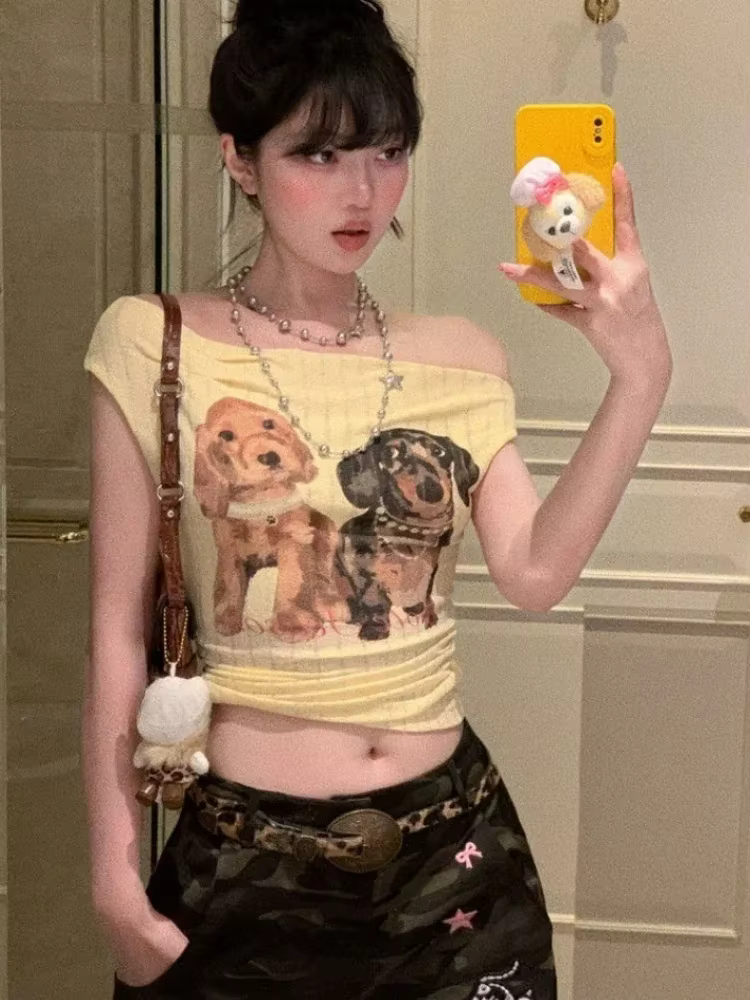 T-shirts courts hauts Sexy vêtements pour femmes imprimé chien