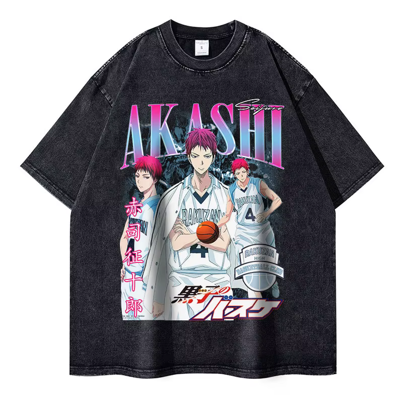 Kuroko Tetsuya-T-shirt Respzed Vintage Washed Anime pour Homme