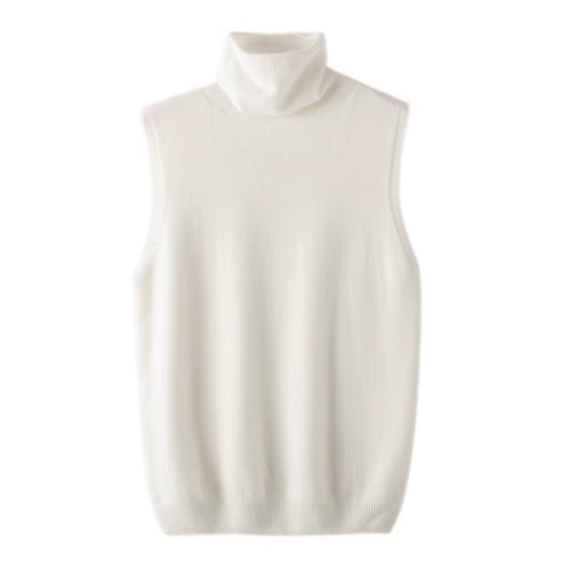 Femmes 100% laine mérinos pulls sans manches col roulé pull gilet