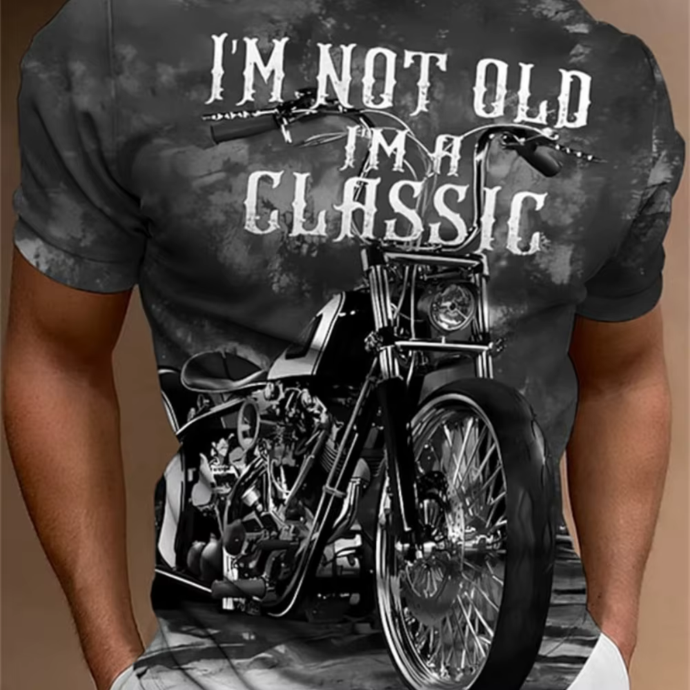 T-shirt de moto hommes impression 3D à manches courtes Vintage classiques