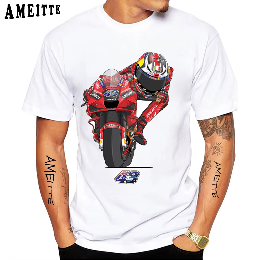 T-shirt de course Jack Miller 43 GP pour hommes, T-shirt à manches courtes pour garçons, T-shirt de sport d'aventure, Économie blancs décontractés pour motocyclistes, Nouveau