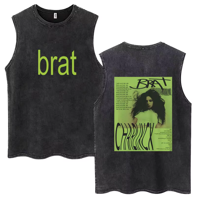 Charli Xcx Brat Album lavage débardeurs 365 fête fille hommes femmes Style rétro sans manches t-shirts coton décontracté surdimensionné Streetwear
