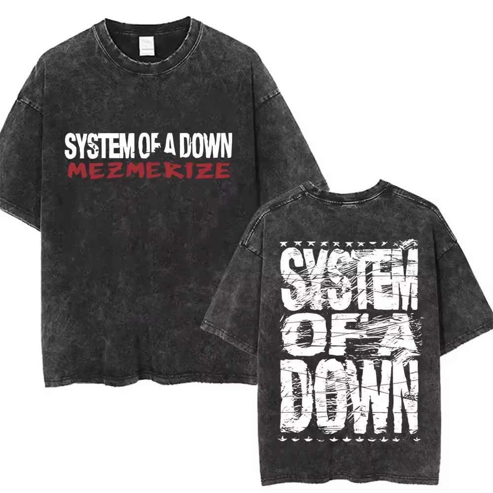 T-shirts graphiques délavés System of A Down Toxicity Album pour hommes et femmes