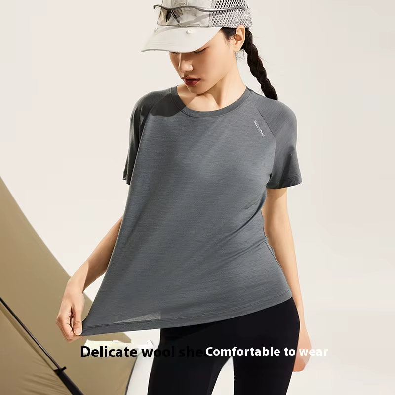 Naturehike Sport T-Shirt 100% Laine Mérinos À Manches Courtes Course Formation En Plein Air Hommes Femmes Respirant À Séchage Rapide Sweat