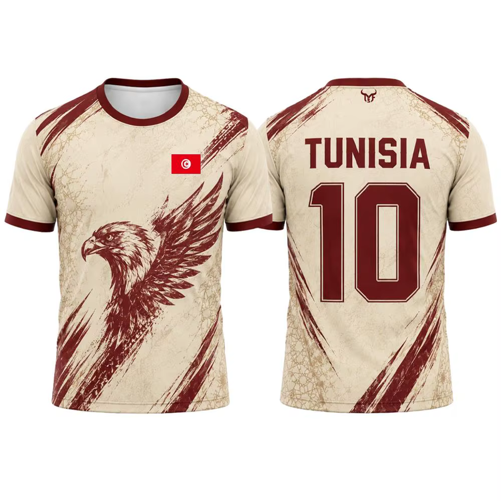 Nouveau maillot de football imprimé drapeau tunisien pour hommes