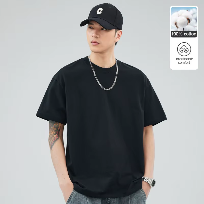 Homme t-shirts 100% coton de haute qualité nouvelle marque d'été hauts classique plaine col rond manches courtes décontracté mode hommes vêtements