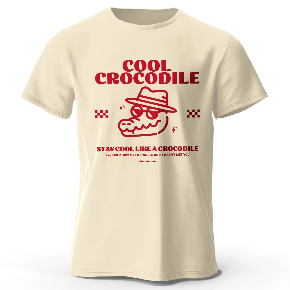 Cool Crocodile imprimé T-Shirt 100% coton surdimensionné Reptile graphique t-shirts pour hommes femmes été hauts marais Streetwear