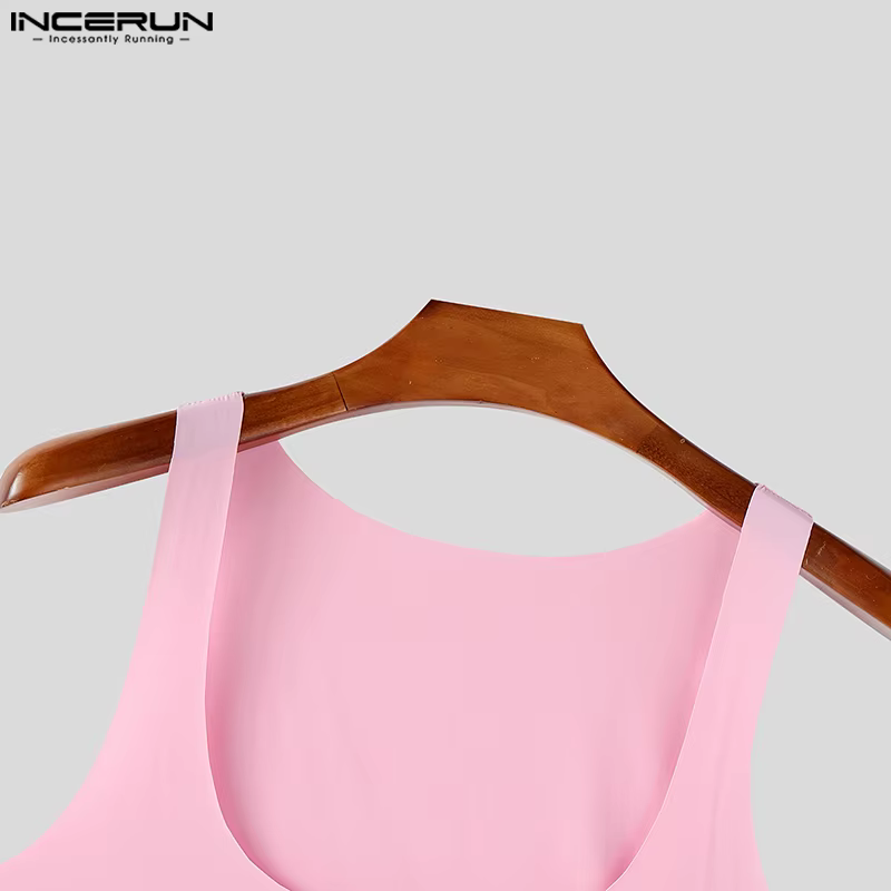 Été hommes débardeurs mode Sexy hauts sans manche INCERUN décontracté haut t-shirt surdimensionné couleur unie vêtements