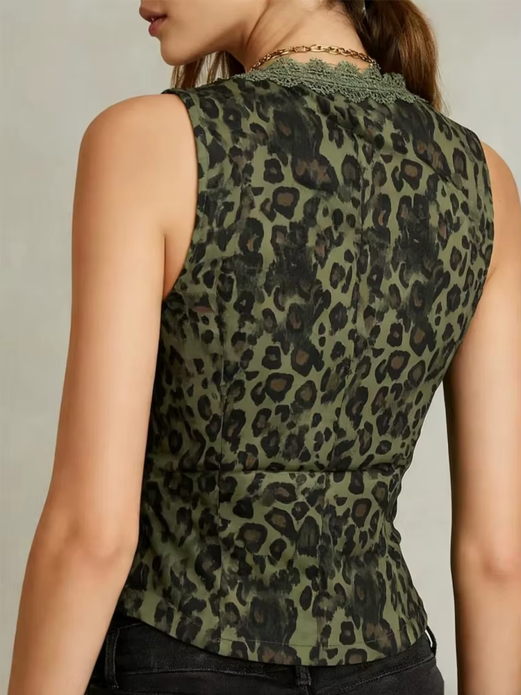 Gilet imprimé léopard pour femme