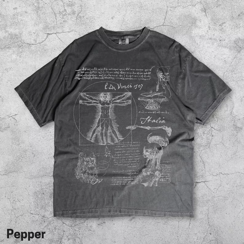 Da Vinci Vitruve homme Vintage T-shirt croquis anatomique Art