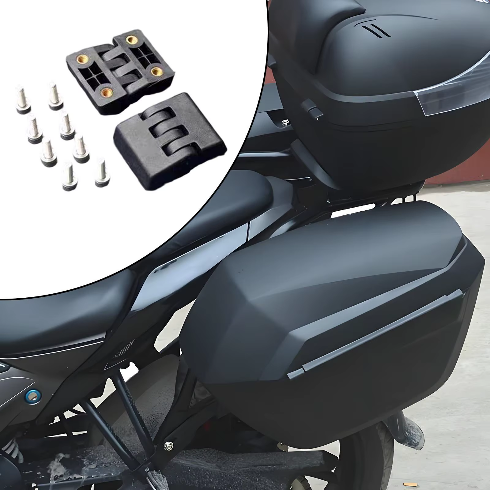Charnières de boîtier supérieur arrière de moto, 2 pièces, matériel de charnière de boîte arrière de moto