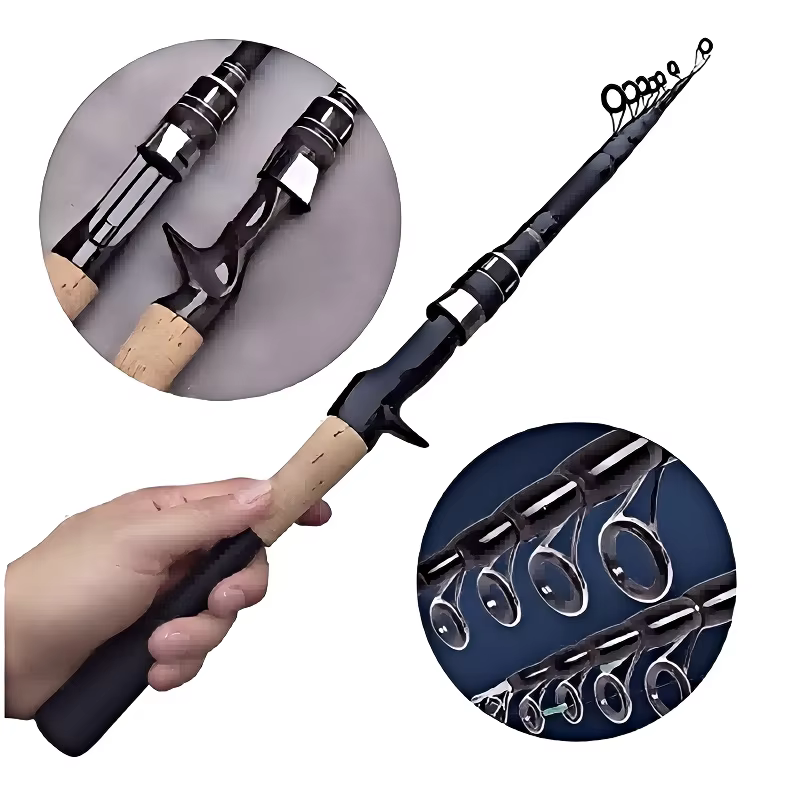 Canne à leurre télescopique 1.5M 1.8M 2.1M 2.4M canne à pêche Spinning en carbone canne à pêche Baitcasting 8g-25g manche en bois matériel de pêche coulée