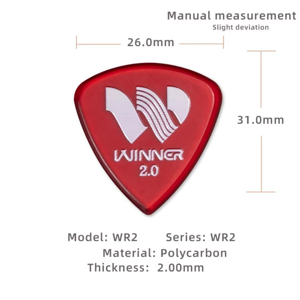 Plectres de guitare professionnels Winner, 6 pièces, grands plectres triangulaires antidérapants, plectres de 2.0MM d'épaisseur, accessoires pour guitare acoustique