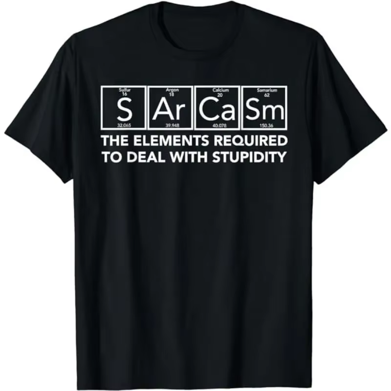 T-shirt décontracté à col rond imprimé lettres pour homme 2026 – Cadeau pour passionné de chimie – 100 % coton respirant à manches courtes