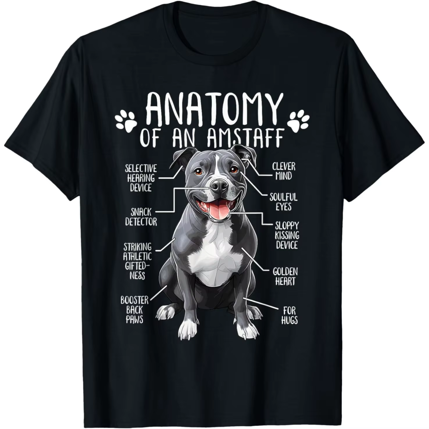 Drôle américain Staffordshire Terrier Amstaff chien anatomie t-shirts hommes femmes Humor Streetwear à manches courtes unisexe vêtements amples