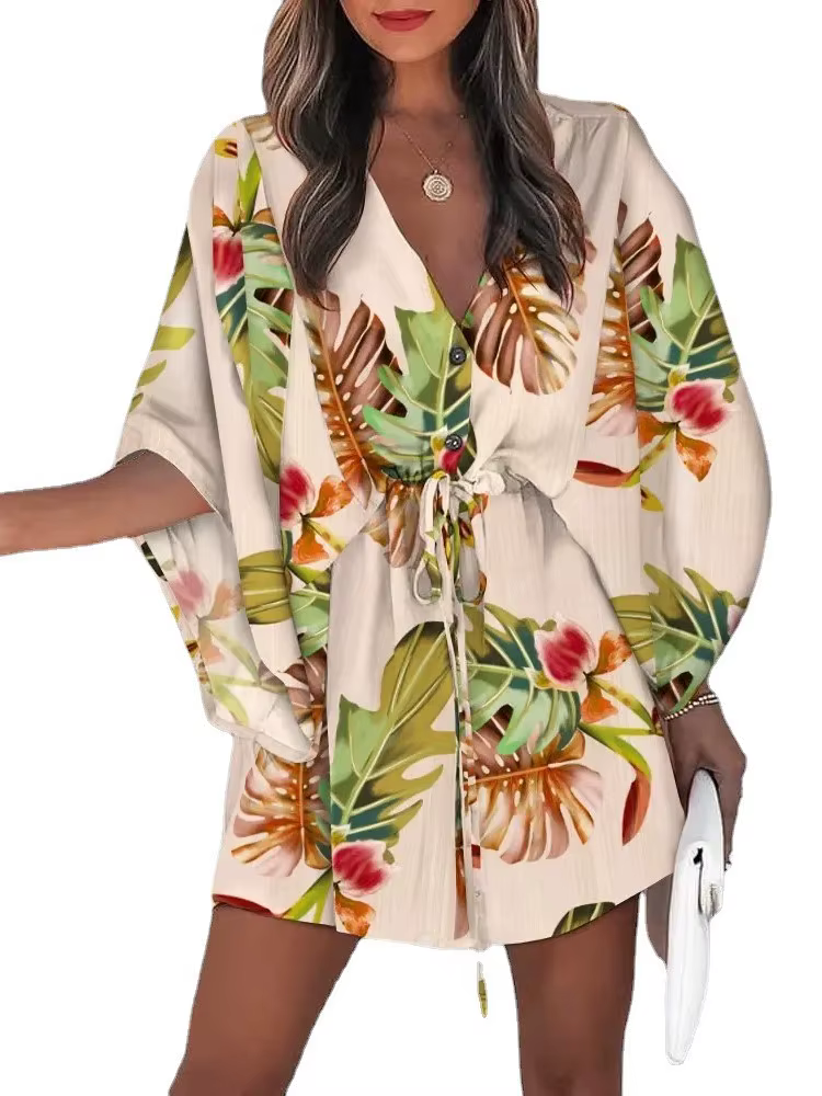 Robe d'été décontractée à manches volantes pour femmes