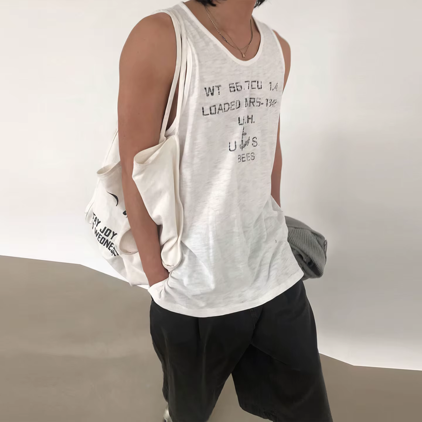 Débardeur Homme Style Américain Imprimé Lettres Ancre