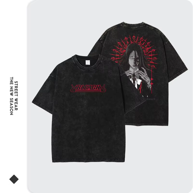T-shirts Anime B-Bleach Vintage Lavés Zaraki Kenpachi