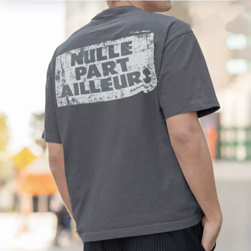 T-shirt vintage déchiré pour homme Satoshi Nakamoto