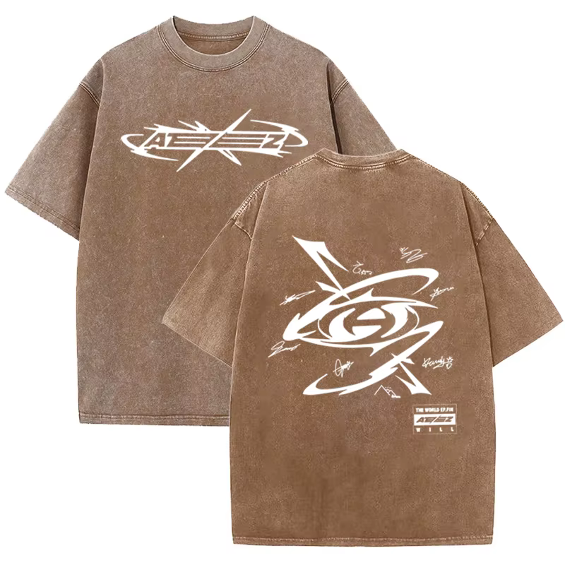 T-Shirt Délavé en Coton Vintage pour Homme et Femme