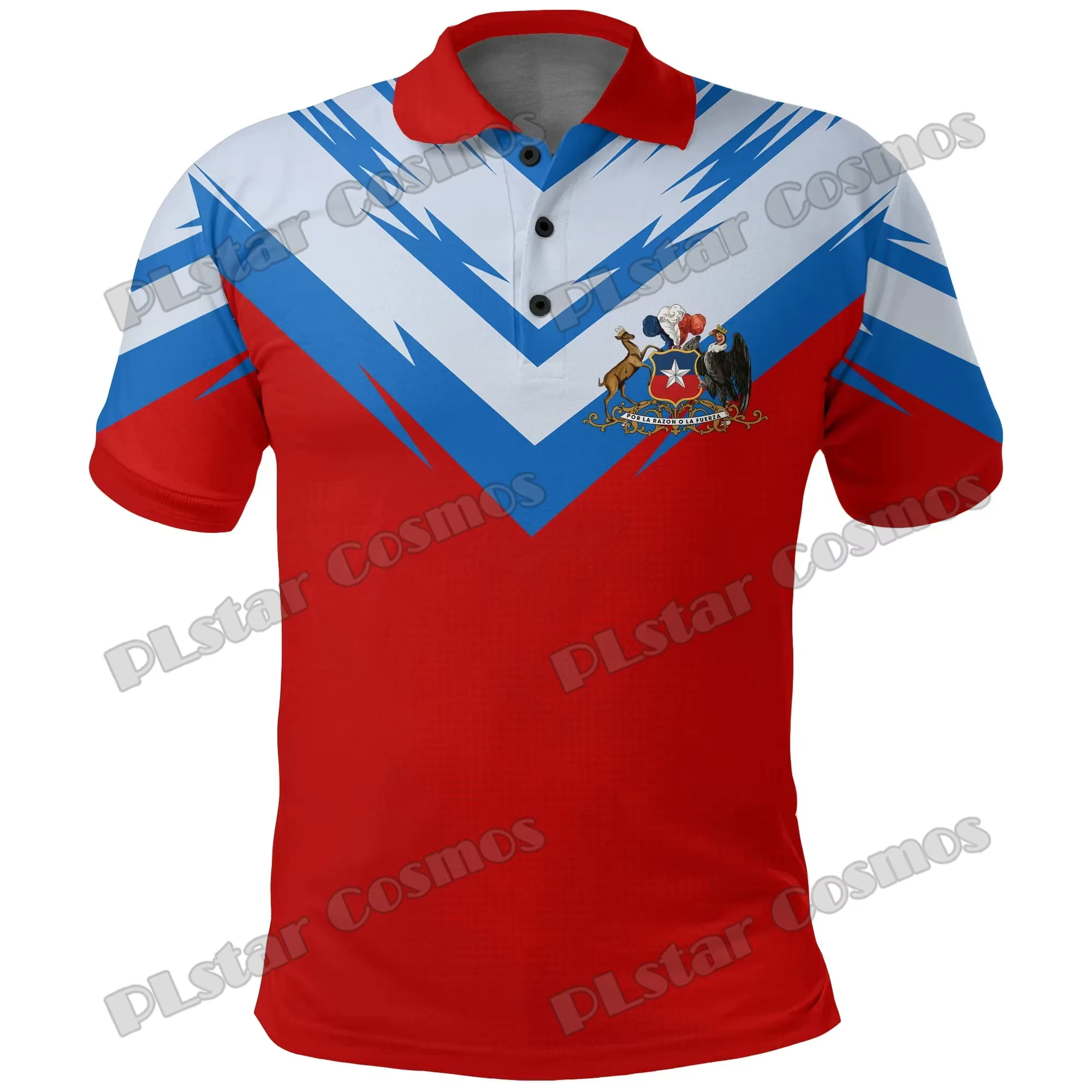 Chili & Costa Rica & El Salvador blason 3D imprimé hommes Polo été décontracté unisexe à manches courtes