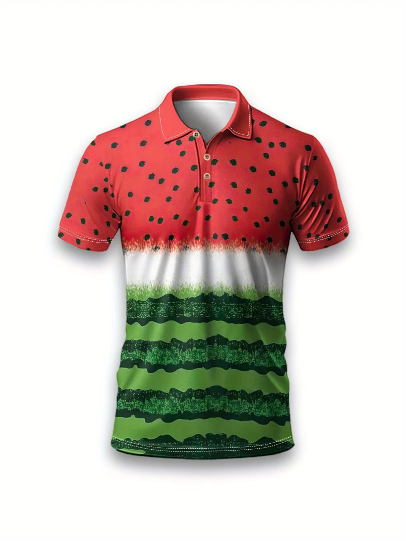 Nouveau style été 2026 : Polo homme à manches courtes avec imprimé pastèque 3D pour un look décontracté urbain