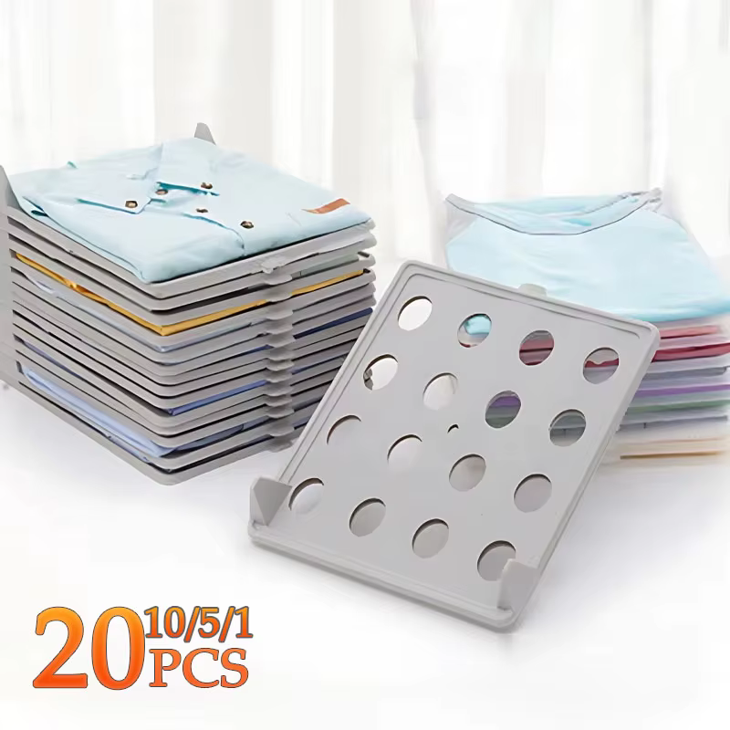 Planche de rangement pour chemises, 1 à 20 pièces, organisateur de T-shirts empilable, planche pliante pour vêtements, rangement de vêtements Portable multifonctionnel avec poignée